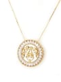 thumb Brass Cubic Zirconia Round Cute Girl Pendant Necklace 2