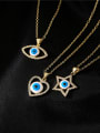 thumb Brass Rhinestone Enamel Evil Eye Vintage geometry Pendant Necklace 1