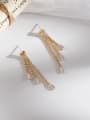 thumb Copper Cubic Zirconia Tassel Vintage Threader Trend Korean Fashion Earring 2