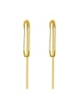 thumb Brass Cubic Zirconia Tassel Minimalist Threader Earring 0