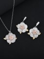 thumb Dainty Flower Brass Cubic Zirconia Earring and Necklace Set 2