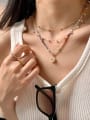 thumb Brass Natural Stone Flower Bohemia Necklace 1