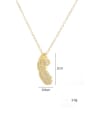 thumb Brass Cubic Zirconia Feather Dainty Necklace 2