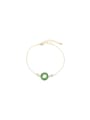 thumb Brass Cubic Zirconia Green Round Dainty Bracelet 0