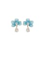 thumb Brass Enamel Flower Luxury Clip Earring 0