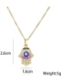 thumb Brass Cubic Zirconia Hand Of Gold Vintage Plam Pendant  Necklace 3