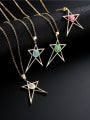 thumb Brass Rhinestone Enamel  Trend Five-pointed star Pendant Necklace 0
