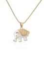 thumb Brass Rhinestone Enamel Elephant Trend Necklace 0
