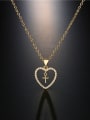 thumb Brass Cubic Zirconia  Minimalist Hollow Heart Pendant  Necklace 2
