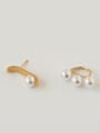 thumb Brass Freshwater Pearl Geometric Vintage Stud Earring 4