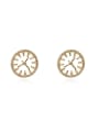 thumb Brass Cubic Zirconia Round Minimalist Stud Earring 0