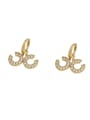thumb Brass Cubic Zirconia Geometric Vintage  C shape Huggie Trend Korean Fashion Earring 0