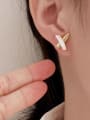 thumb Brass Shell Cross Minimalist Stud Earring 1