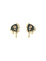 thumb Brass Enamel Flower Vintage Stud Earring 0