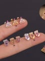 thumb Brass with Cubic Zirconia Multi Color Geometric Dainty Stud Earring 0