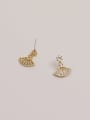thumb Brass Cubic Zirconia Geometric Minimalist Scalloped  Drop Trend Korean Fashion Earring 2