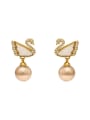 thumb Brass Cubic Zirconia Swan Cute Stud Trend Korean Fashion Earring 0
