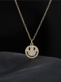 thumb Brass Cubic Zirconia Smiley Vintage Necklace 2