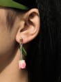 thumb Brass Resin Flower Cute Drop Earring 1