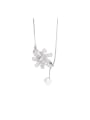 thumb Brass Imitation Pearl Flower Dainty Necklace 0