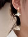 thumb Brass Shell Cross Minimalist Huggie Earring 1
