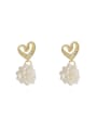 thumb Copper Imitation Pearl Heart Cute Drop Trend Korean Fashion Earring 0
