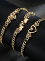 thumb Brass Cubic Zirconia Heart Vintage Link Bracelet 1