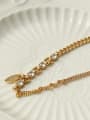 thumb Brass Cubic Zirconia Irregular Vintage  Asymmetrical  Chain Necklace 2
