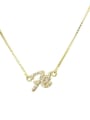 thumb Brass Cubic Zirconia Letter Dainty Necklace 1