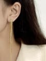 thumb Brass Cubic Zirconia Tassel Minimalist Threader Earring 2