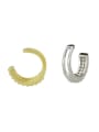 thumb Brass Cubic Zirconia Round Minimalist Hoop Earring 1