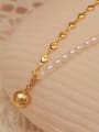 thumb Brass Freshwater Pearl Heart Vintage Asymmetrical Chain Necklace 0