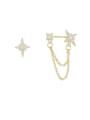 thumb Copper cubic zirconia asymmetric star minimalist study Trend Korean Fashion Earring 0