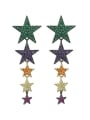 thumb Brass Cubic Zirconia Star Statement Cluster Earring 3