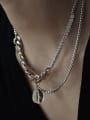 thumb Brass Freshwater Pearl Geometric Chain Vintage Multi Strand Necklace 1
