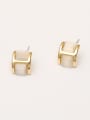 thumb Brass Cats Eye Geometric Minimalist Stud Trend Korean Fashion Earring 2