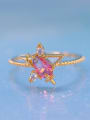 thumb Brass Cubic Zirconia Multi Color Star Moon Cute Band Ring 3