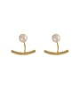 thumb Brass Imitation Pearl Smiley Minimalist Stud Earring 0