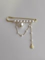 thumb Brass Imitation Pearl Tassel Minimalist Brooch 0