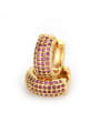 thumb Brass Cubic Zirconia Round Minimalist Hoop Earring 0