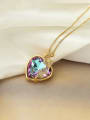 thumb Brass Glass Stone Heart Minimalist Necklace 1