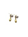 thumb Brass Freshwater Pearl Water Drop Dainty Stud Earring 0