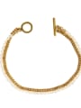 thumb Brass Freshwater Pearl Geometric Hip Hop Strand Bracelet 4