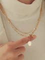 thumb Brass Freshwater Pearl Geometric Vintage Lariat Necklace 2