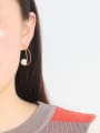 thumb Copper Imitation Pearl Moon Minimalist Drop Trend Korean Fashion Earring 1