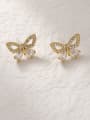 thumb Brass Cubic Zirconia Butterfly Vintage Stud Trend Korean Fashion Earring 0