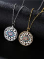 thumb Brass Cubic Zirconia Evil Eye Vintage Hollow Round Pendant Necklace 1