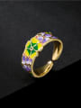 thumb Brass Enamel Flower Minimalist Band Ring 1