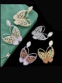 thumb Brass Cubic Zirconia Butterfly Vintage Stud Earring 0