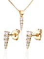 thumb Brass Cubic Zirconia Minimalist Triangle Earring and Necklace Set 0